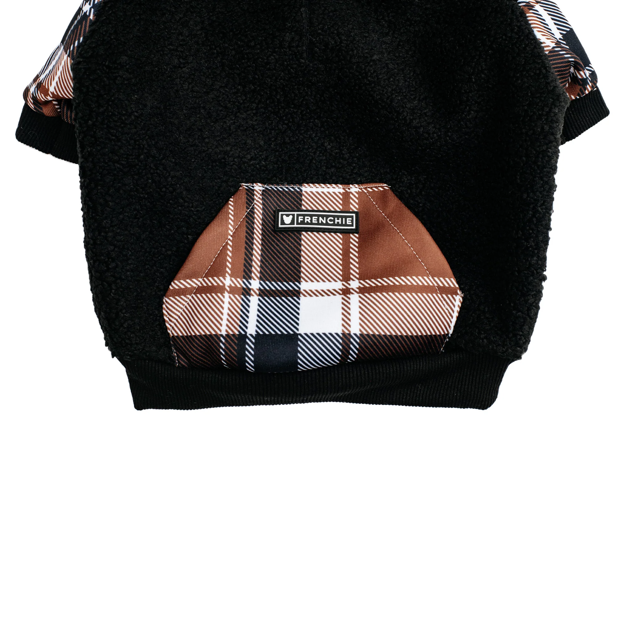 Hoodie Anjing Frenchie Cocoa Plaid Zip-Up untuk Frenchies dan Ras Kecil