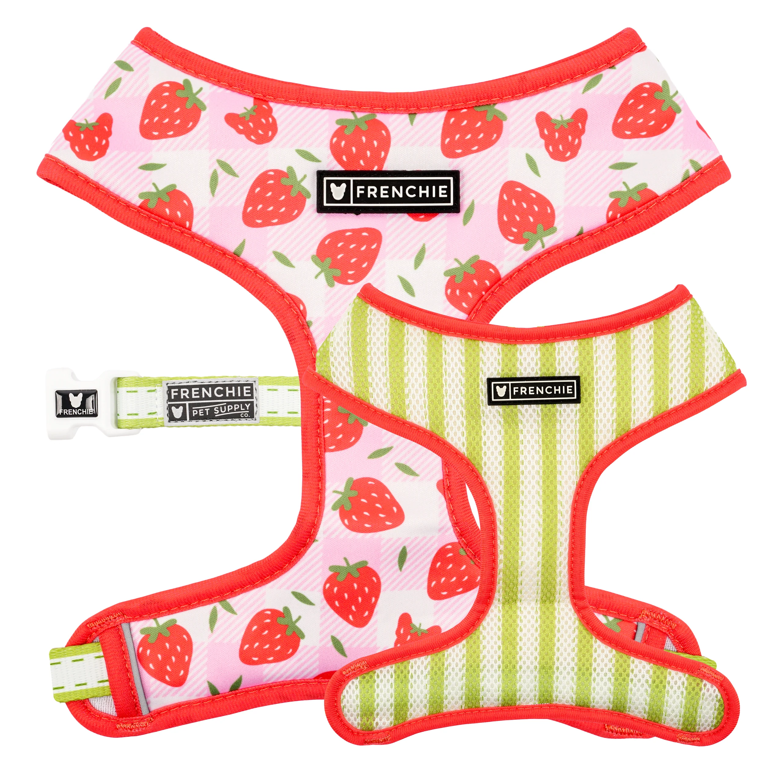 Frenchie Duo vendbar sele Strawberry Fields til små og mellemstore hunde