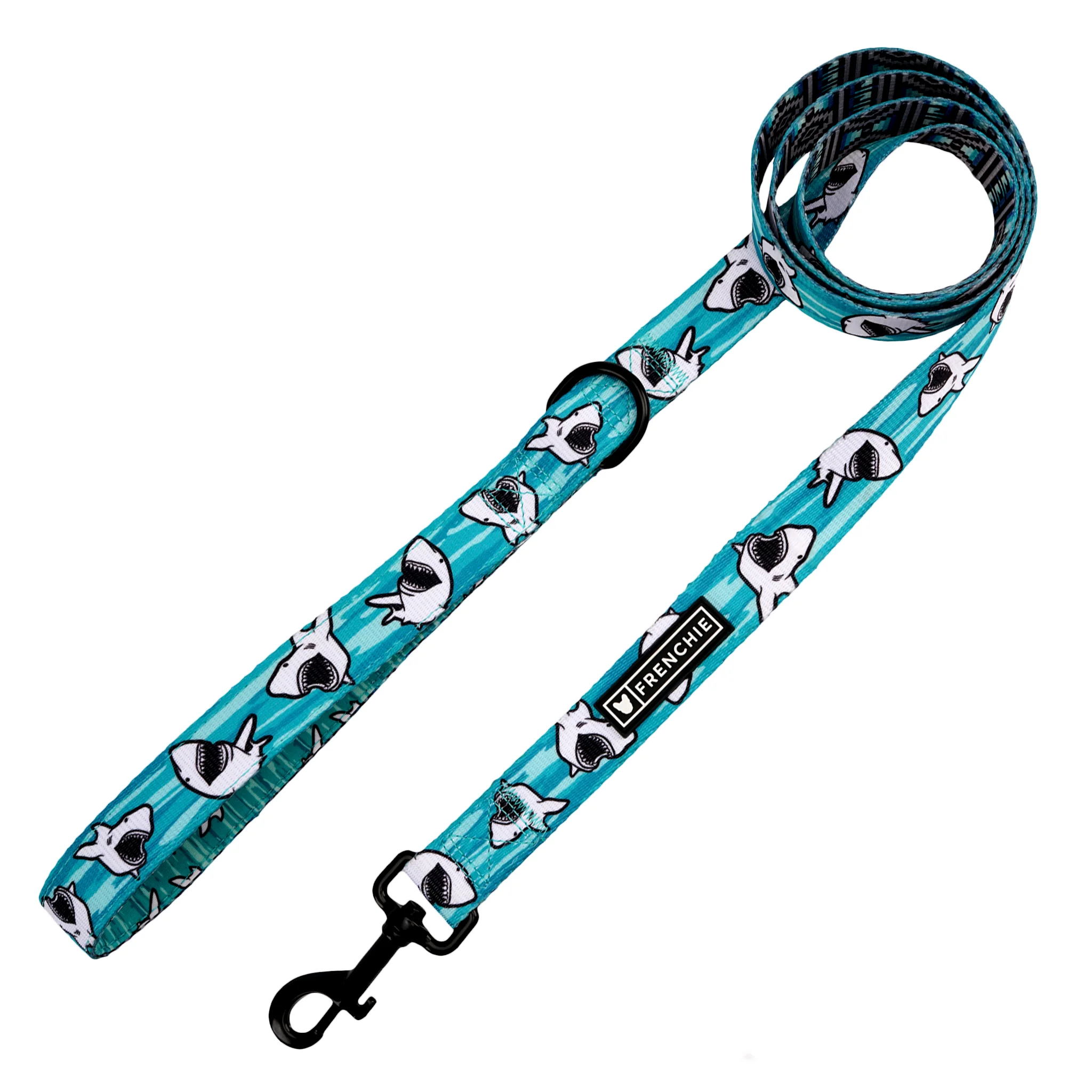 Frenchie Comfort Leash in Jaws Print with Neoprene Padded Handle