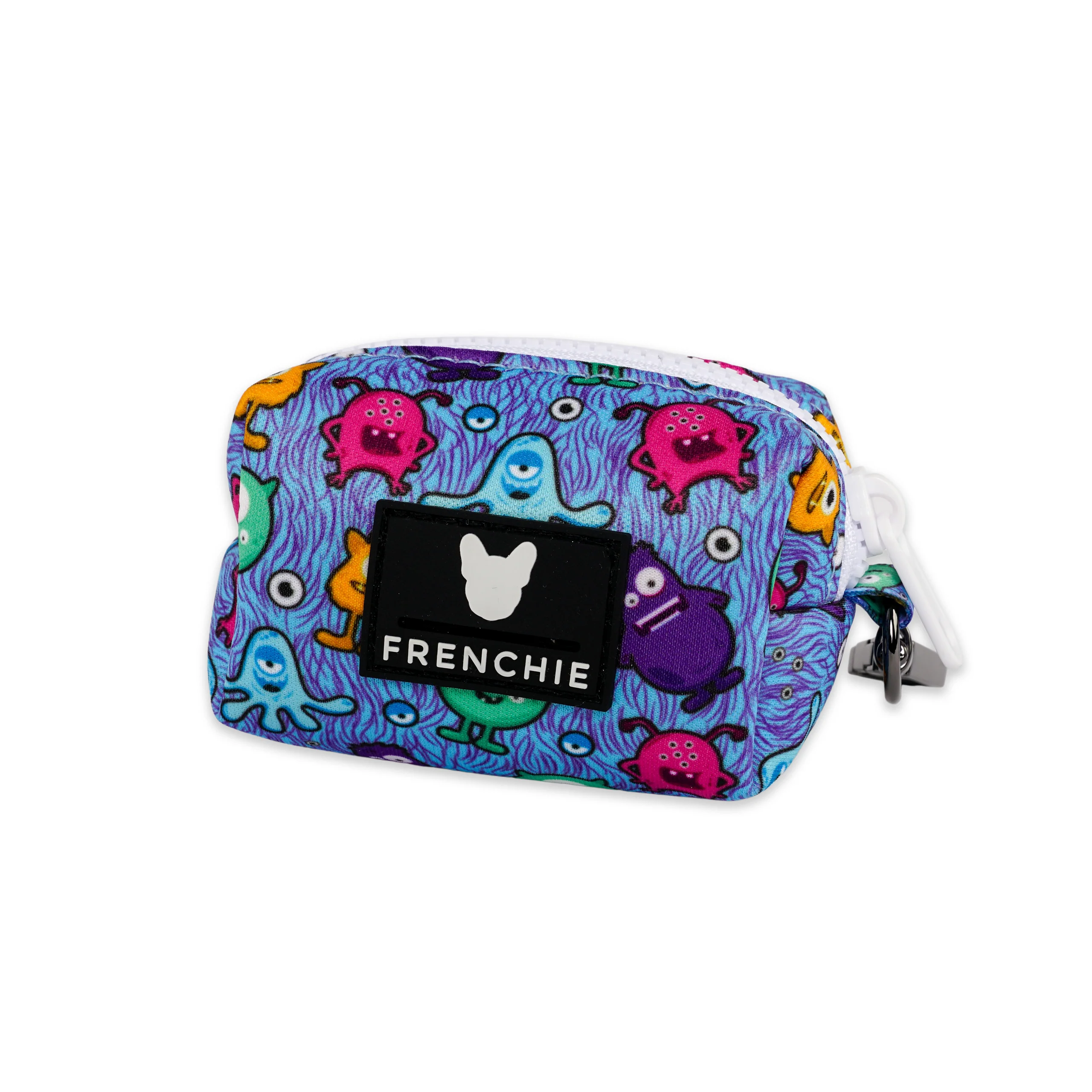 Frenchie Poo Bag Holder in Little Monsters Print with Clip and Roll