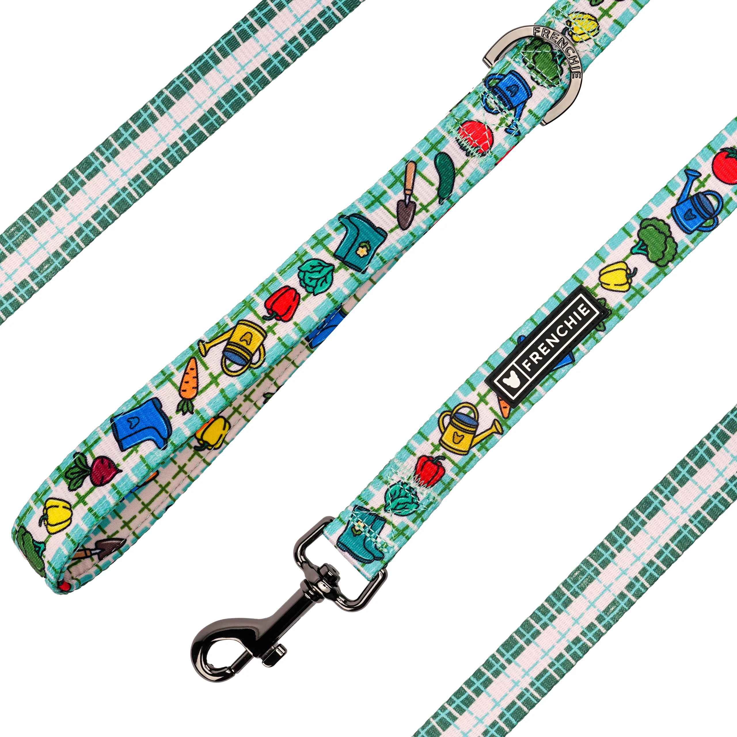 Frenchie Comfort Leash Veggies with Neoprene Handle and D-Ring