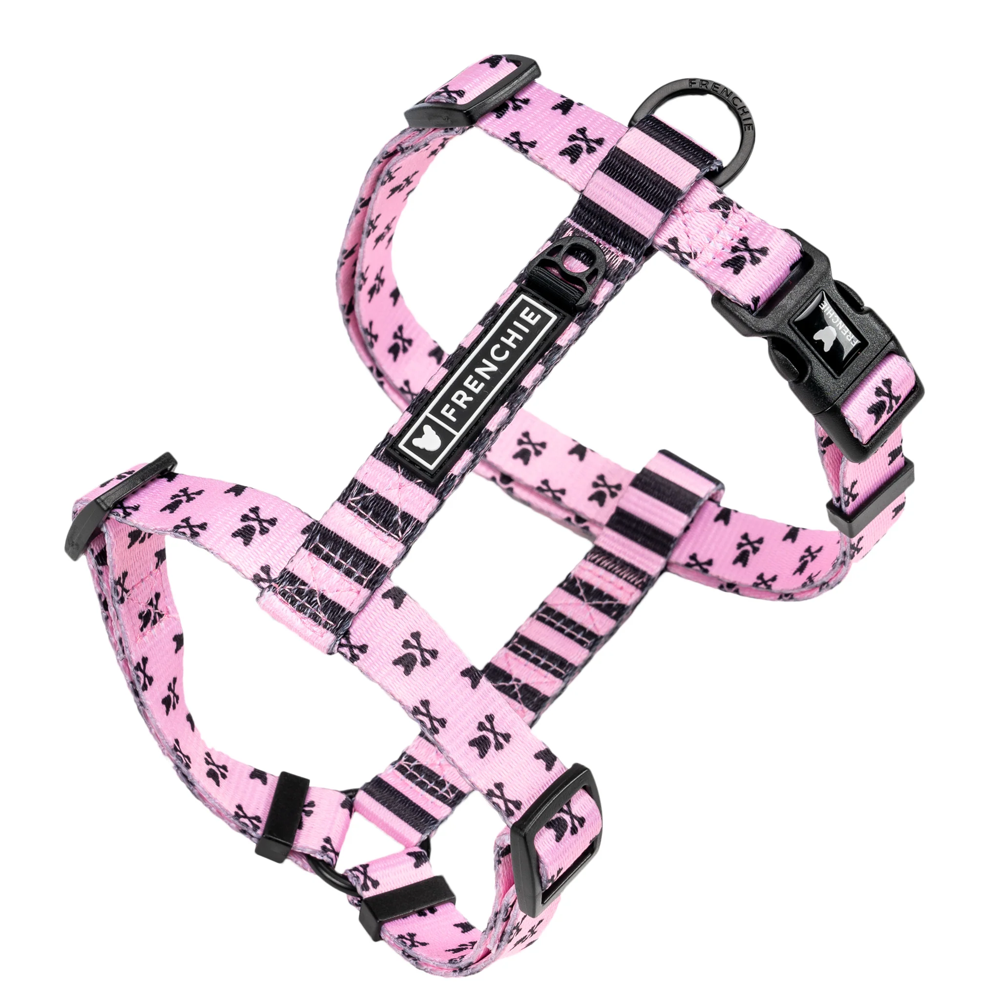 Frenchie Strap Harness Pink Bad to the Bone, One Size Fits Most
