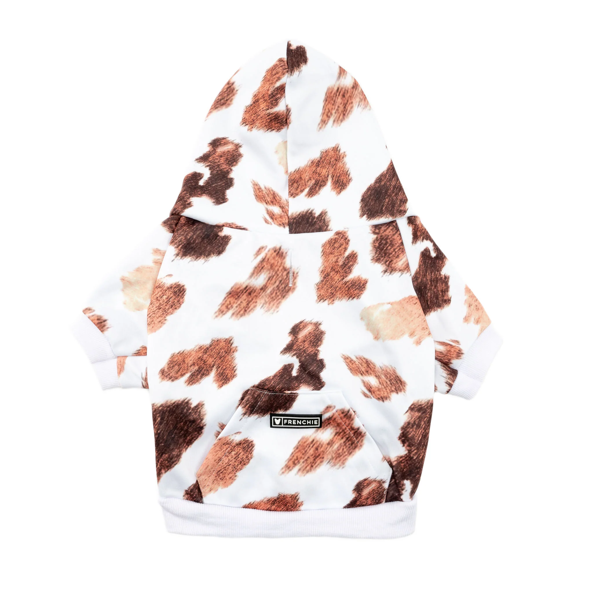 Frenchie Dog Hoodie Moo Print with Oversized Dual-Lined Hood