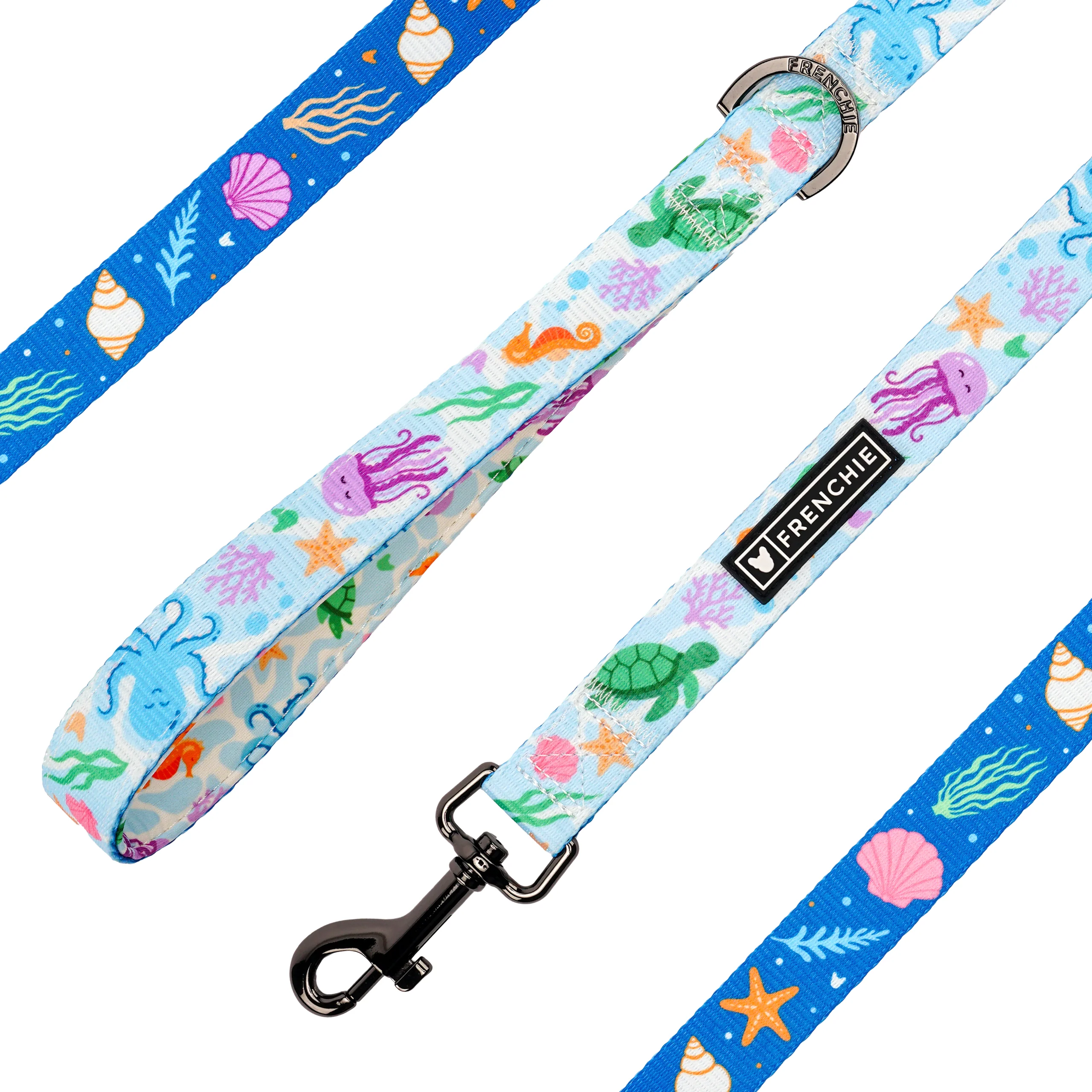 Frenchie Comfort Leash Aquatic Critters Dual-Print Polyester Dog Leash