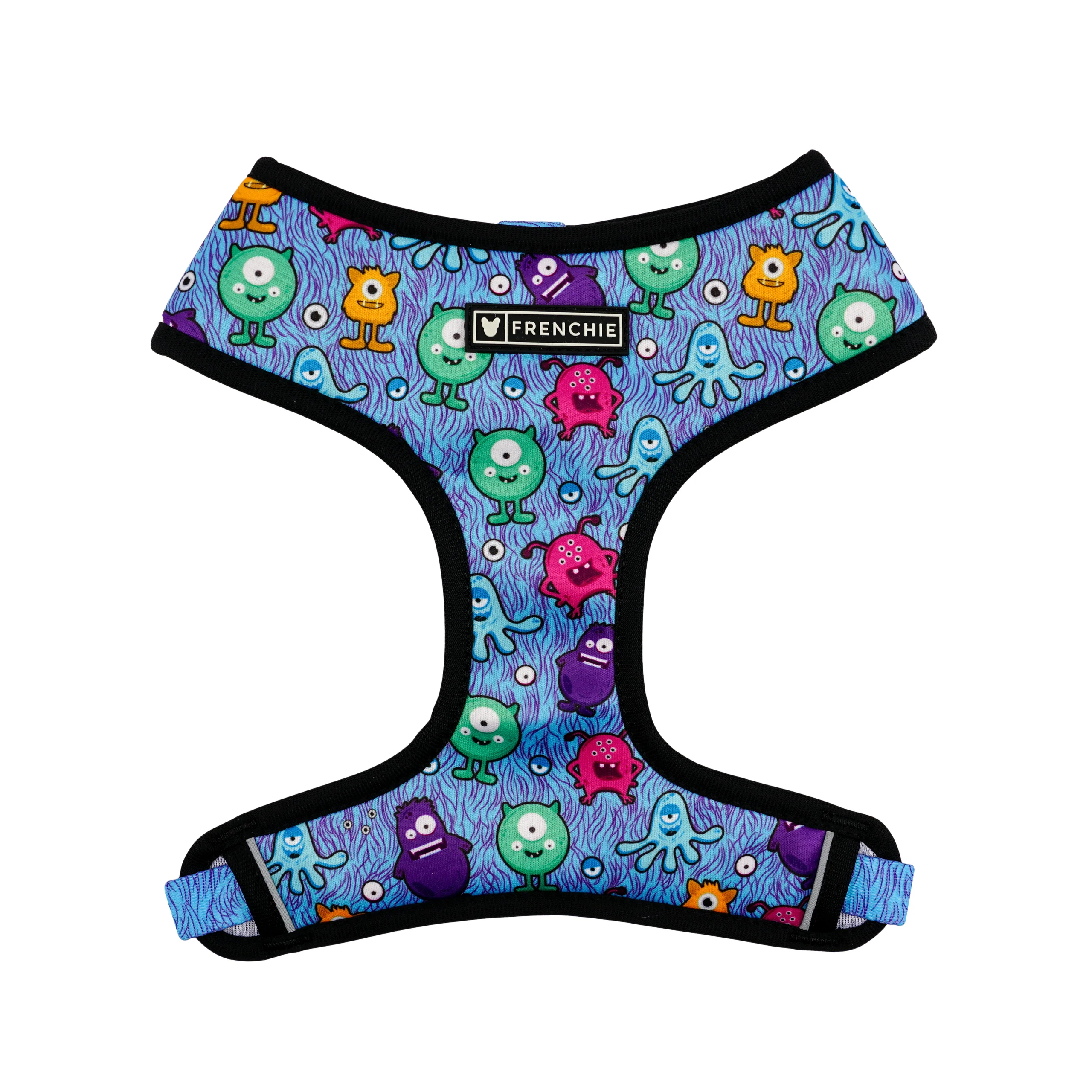 Frenchie Duo Reversible Harness in Little Monsters Print for Small to Medium Pups