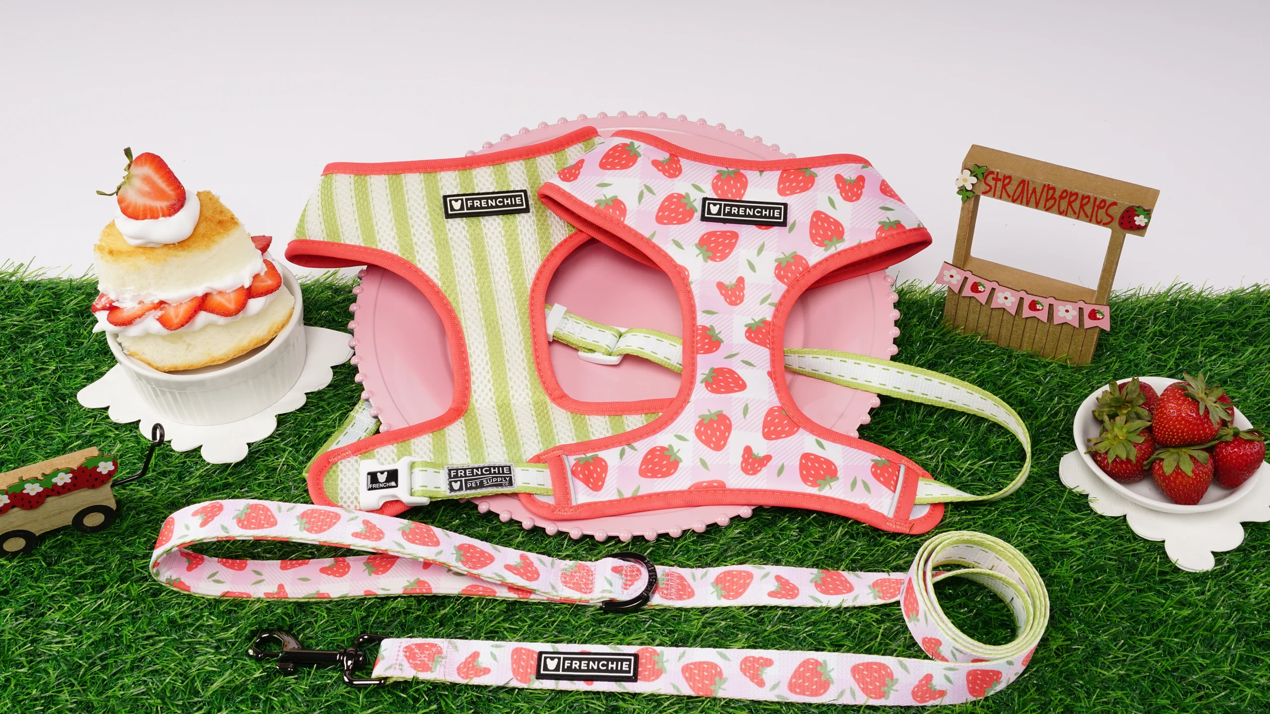 Frenchie Duo vendbar sele Strawberry Fields til små og mellemstore hunde
